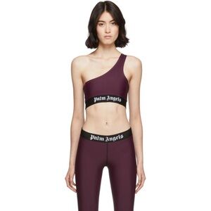 Palm Angels Burgundy One Shoulder Bra